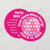 レトロ ピンク ディスコボール 個人名入れ 招待状 (正面/裏面)