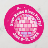 レトロ ピンク ディスコ ボール あなただけの特別な一品 招待状 (正面/裏面)