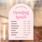 レトロ ピンク フォント おしゃれな アーチ ビジネス 営業時間 ウィンドウサイン (シート2)