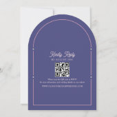 レトロ ピンク&ブルー アーチ ウェディング 招待状 + QR (裏面)