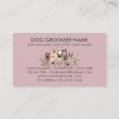 レトロ ピンク ペットシッター 犬 花 獣医 名刺 (裏面)