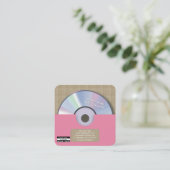 レトロ ピンク ミュージック プロデューサー CD DJ スクエア名刺 (スタンド正面)