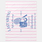 レトロ ピンク ラスト スウィング ビフォア ザ リング テニス バック フリースブランケット (正面)