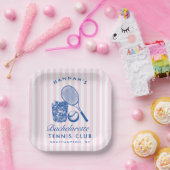 レトロ ピンク ラスト スウィング ビフォア ザ リング テニス バック ペーパープレート (パーティー)