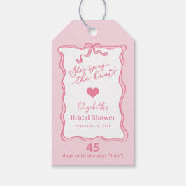 レトロ ピンク リボン 彼女は結婚するよ  ギフトタグ