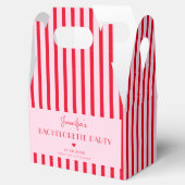 レトロ ピンク & レッド ストライプ ブライズメイド パーティー フェイバーボックス (オープン)