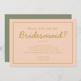 レトロ ピンク & レッド 手書き ブライズメイド 提案 招待状