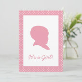 レトロ ピンク 水玉 赤ちゃん発表 招待状 (スタンド正面)