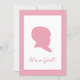 レトロ ピンク 水玉 赤ちゃん発表 招待状