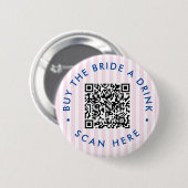 レトロ ピンク 結婚式前の最後のスイング テニス バックハンド 缶バッジ (正面&裏面)
