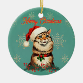 レトロ ピンナップ ビンテージ 猫 クリスマス セラミックオーナメント