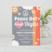 レトロ ピースアウト 10歳の誕生日 招待状 (スタンド正面)