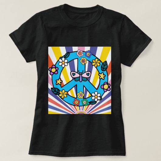 レトロ・ピースサイン Tシャツ (デザイン正面)