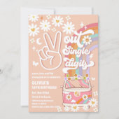 レトロ ピース サイン 誕生日 招待状 (正面)