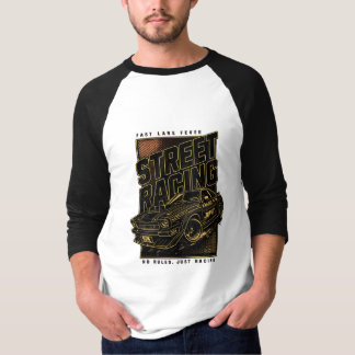 レトロ・ファストレーン・フィーバー スポーツカーアート Tシャツ