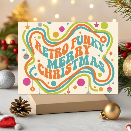 レトロ ファンキー メリークリスマス シーズンカード
