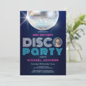 レトロ ファン カスタム フォト ディスコ 30歳の誕生日パーティー 招待状 (スタンド正面)