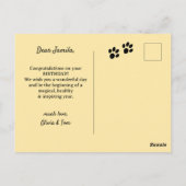 レトロ ファン キャットとケーキの誕生日 ポストカード (裏面)