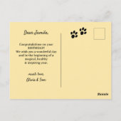 レトロ ファン キャット アンド ケーキ バースデー ポストカード (裏面)