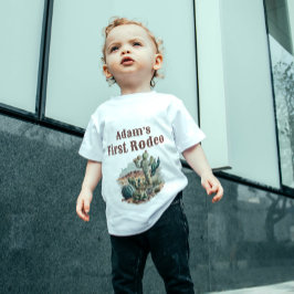 レトロ ファースト ロデオ ウエスタン サボテン バースデー ベビーTシャツ
