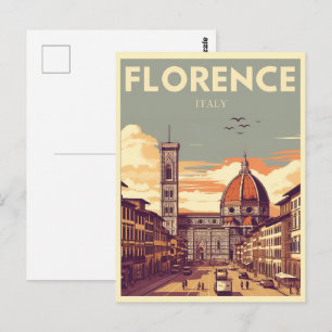 レトロ フィレンツェ イタリア 旅行 ギフト ポストカード