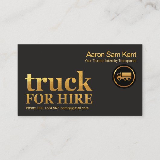 レトロ·フェイク金ゴールド·トラック看板トラック運送 名刺 (正面)