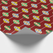 レトロ、フェスティバルクリスマスオーナメントパターン ラッピングペーパー (角)