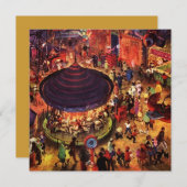 レトロ フェスティバル パーティー カーニバル ナイト ご案内 招待状 (正面/裏面)