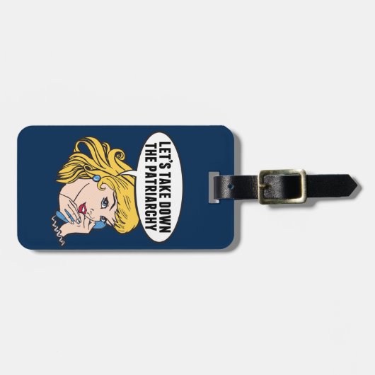 レトロ·フェミニスト·アおもしろいート·ポップ・アートのアンチ家父長制 ラゲッジタグ (正面横)