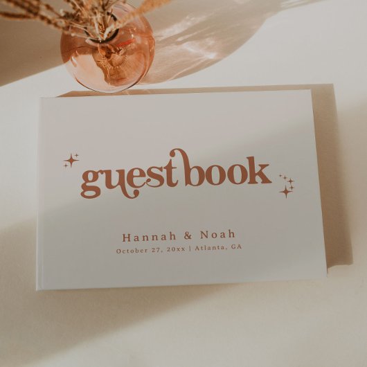 レトロ フォント グルーヴィー テラコッタ 結婚式 ゲストブック