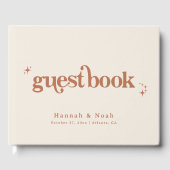 レトロ フォント グルーヴィー テラコッタ 結婚式 ゲストブック (正面)