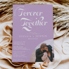 レトロ フォーエバー フォト ラベンダー リハーサル ディナー 招待状