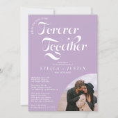 レトロ フォーエバー フォト ラベンダー リハーサル ディナー 招待状 (正面)