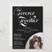 レトロ フォーエバー フォト 白 リハーサル ディナー 招待状 (正面)