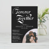 レトロ フォーエバー フォト 白 リハーサル ディナー 招待状 (スタンド正面)