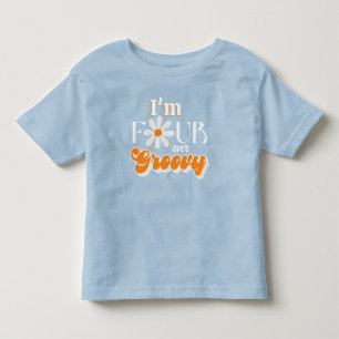 レトロ フォー エバ グルービー ボーイズ 4歳の誕生日 トドラーTシャツ