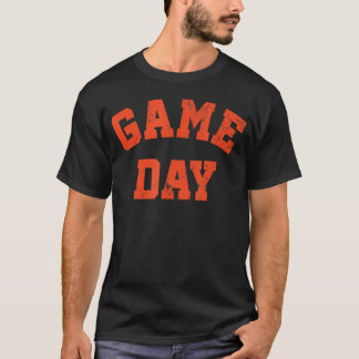 レトロ フットボール ゲームデイ オレンジ テキスト ボーイズ Tシャツ