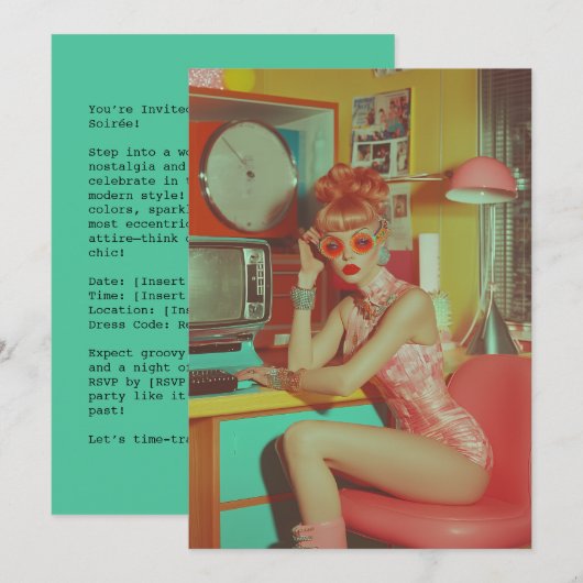 レトロ・フューチャリスティック・グラマラスな美学 招待状 (正面/裏面)
