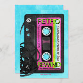 レトロ フラッシュバック バースデー パーティー 招待状 (正面/裏面)