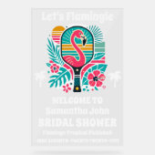 レトロ フラミンゴ ピックルボール ブライダルシャワー ウェルカム アクリルサイン (正面)