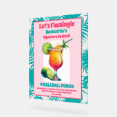 レトロ フラミンゴ ピックルボール ブライダルシャワー コクテイル アクリルサイン (傾斜)