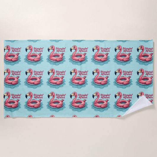 レトロ フラミンゴ フロート 面白い サマー ビーチタオル (正面)