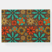 レトロ フラワーズ ブラウン ティール レッド 花柄 グルーヴィー 60年代スタイル ゲストブック (裏面)