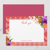 レトロ フラワーフューシャ ブライダルシャワー サンキューカード (正面/裏面)