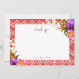 レトロ フラワーフューシャ ブライダルシャワー サンキューカード
