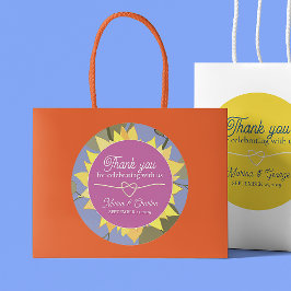 レトロ フラワー ウェディング サンクス ラウンドシール