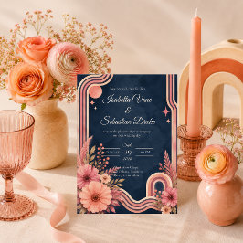 レトロ フラワー ウェディング 招待状