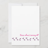 レトロ フラワー オウル ホットピンク スイート16 誕生日招待状 招待状 (裏面)