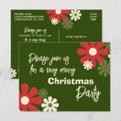 レトロ フラワー クリスマス パーティー 招待状 (正面/裏面)