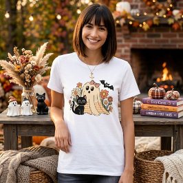 レトロ フラワー コケット リボン おばけ Tシャツ